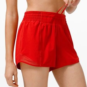 Hotty hot high rise lined shorts 4” size 6 red